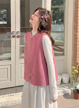 现货主推已测好数据新中式双面羊毛呢马甲p165-k258