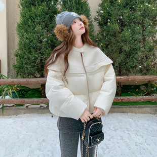 k418 毛呢拼接外套p285 现货爆品 90白鸭绒羽绒服2025新款