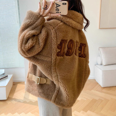 2025冬新款M家1951纪念版泰迪熊大衣短款夹克皮草外套女