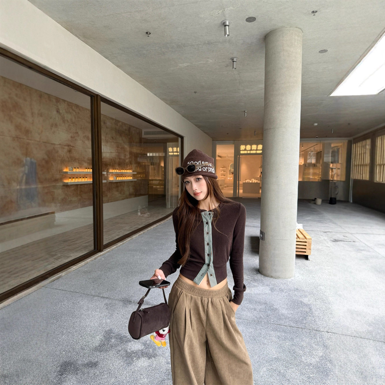 纯欲风条纹拼接气质圆领长袖T恤女秋季韩系辣妹修身显瘦百搭上衣