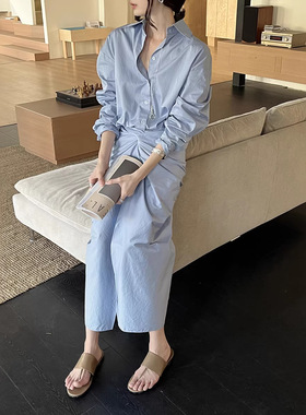 春新法式围裹式绑带极简松弛随性衬衫连衣裙LYA890