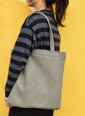 载迟秋冬极简单肩包仿麂皮绒日系冷淡纯色磨砂PU森系通勤女挎包新