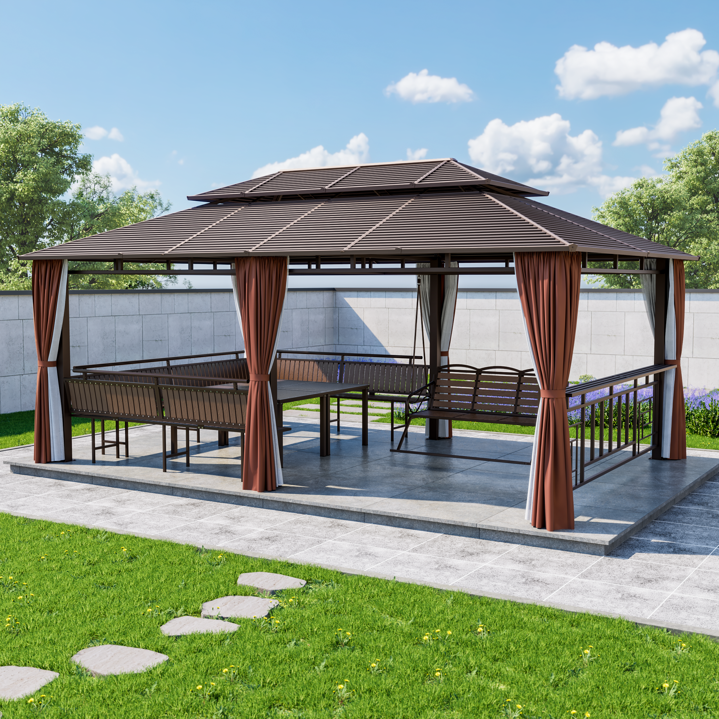 户外凉亭超大镀锌遮阳棚