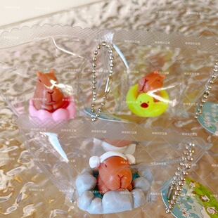 卡皮巴拉水豚捏捏温泉佛系泳圈迷你硅胶小鼻嘎