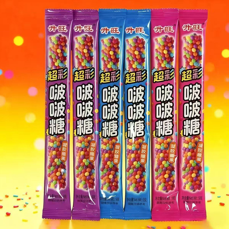 升旺超彩啵啵糖珠珠糖网红爆款彩卷卷豆软糖果水果彩虹高颜值零食