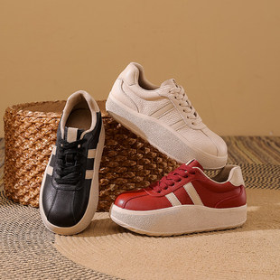 百搭拼色潮流舒适板鞋 2026春季 厚底休闲鞋 复古女鞋 25535 新款