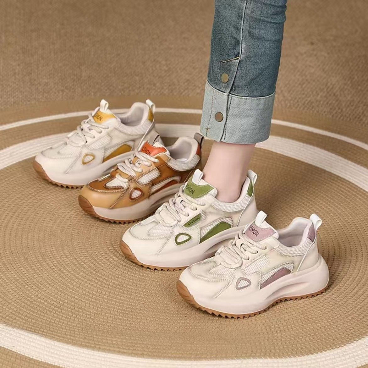 (马卡龙）网面透气休闲鞋轻便增高软底百搭时尚运动女鞋25122,女鞋,老爹鞋,淘宝优惠券,粉丝福利购,淘宝优惠卷