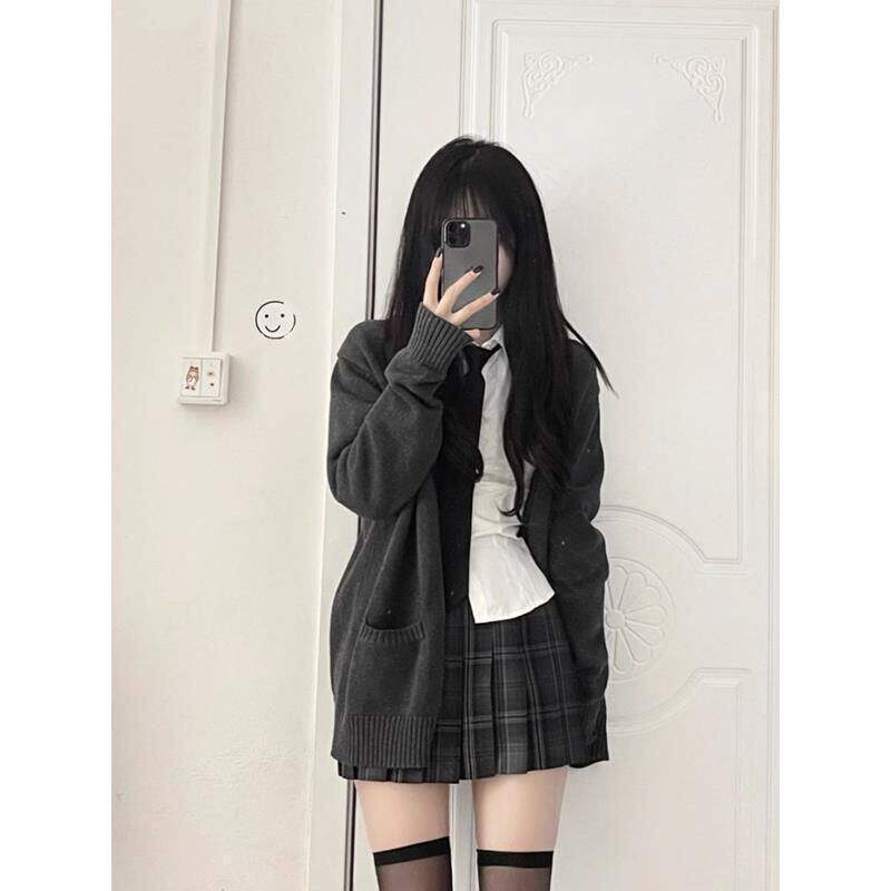 爆款毛衣JK制服纯欲紧身收腰衬衫长袖甜酷辣妹学院风百褶裙套装女