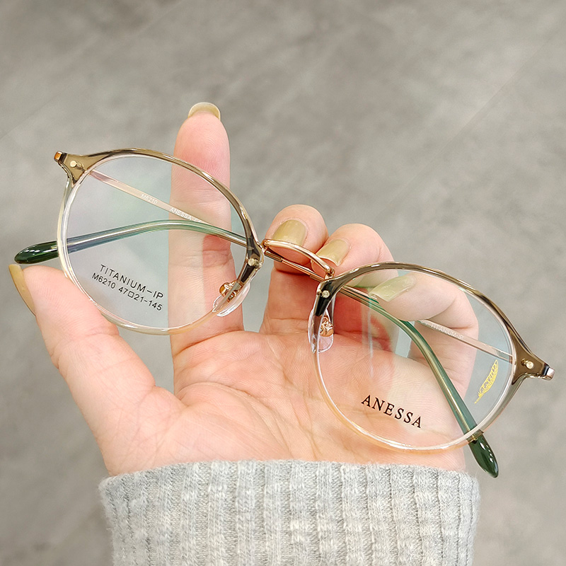 超轻钛架镜框眼镜近视女冷茶色