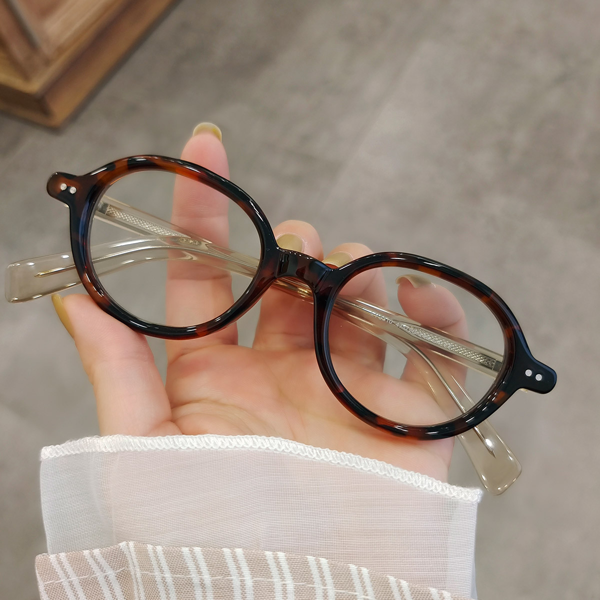 素颜玳瑁色椭圆近视镜可配高度数
