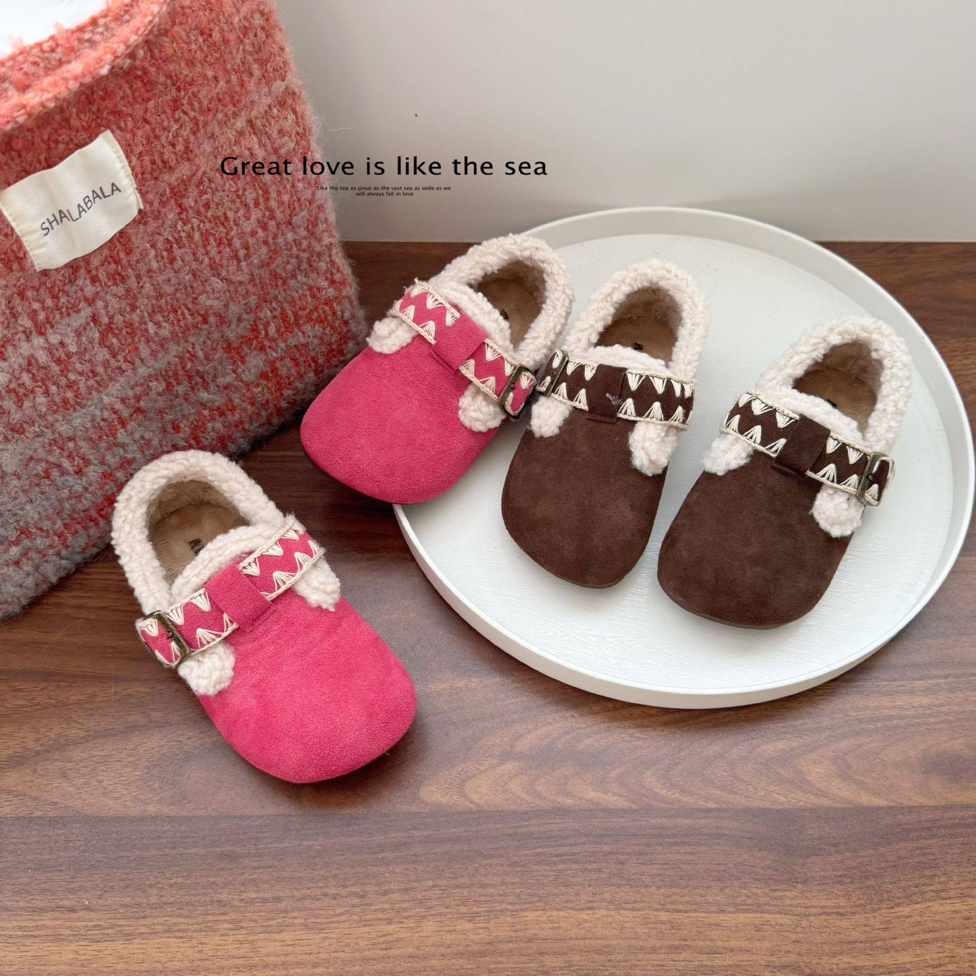 玫红色女童棉鞋外穿豆豆鞋2025冬季新款宝宝平跟软底时尚毛毛鞋,童鞋/婴儿鞋/亲子鞋,棉鞋,淘宝优惠券,粉丝福利购,淘宝优惠卷