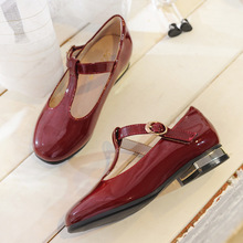 小高跟女童皮鞋红色复古T字带黑色公主鞋软底休闲洋气百搭儿童鞋