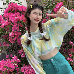 Two piece tie dyed sun proof shirt and skirt