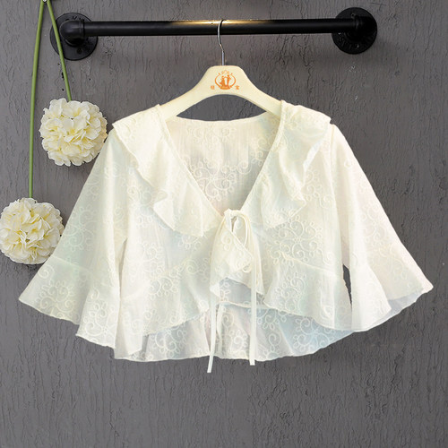 中大童夏季短袖披肩纯棉薄款开衫