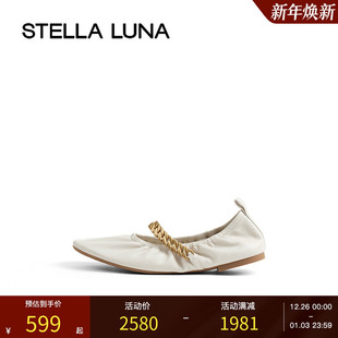 平底鞋 STELLA 春夏平底金属链饰软面玛丽珍法式 25SS新款 LUNA女鞋
