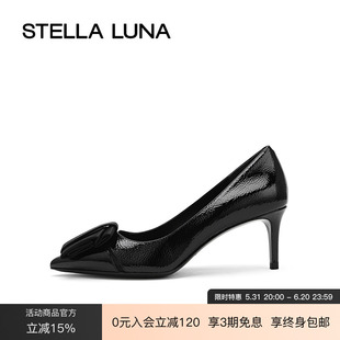 LUNA女鞋 STELLA 优雅沙丁布尖头蝴蝶结高跟鞋 时尚 新款 春夏季 单鞋