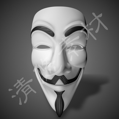 3dmax c4d 黑客面具 v字仇杀队恐怖微笑面罩模型 fbx格式 330