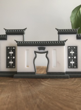 中式仿古建筑花窗门头古建摆件