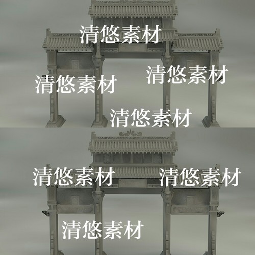 3dmax c4d fbx obj格式文件古代牌坊建筑屋顶花纹大门 非实物C8