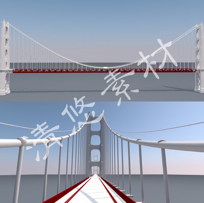 金门大桥悬索桥 跨海大桥3dmax c4d桥梁模型著名建筑 fbx格式 257