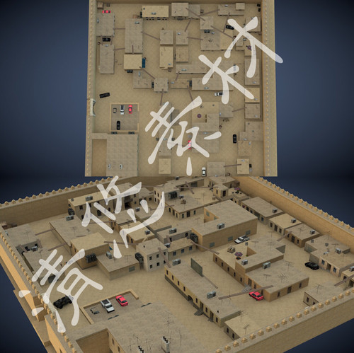 沙漠城镇村庄建筑场景模型3dmax c4d fbx格式射击游戏场景472
