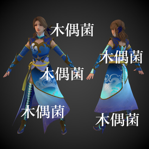 c4d fbx obj格式古代游戏风美女人物面部骨骼绑定文件 非实物C468