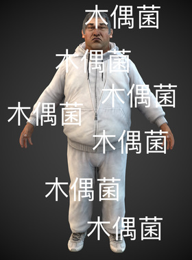 c4d fbx obj格式骨骼面部绑定现代人物男胖大叔文件 非实物C873