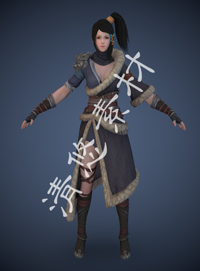 古代美女3dmax c4d人物模型古装女性女人骨骼绑定fbx格式 649