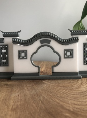 中式仿古建筑花窗门头古建摆件马头墙景墙造景盆景拼装树脂微景观