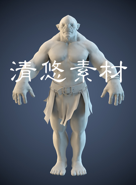 半兽人科幻怪兽强壮人物雕刻obj c4d 3dmax fbx格式模型文件 A177