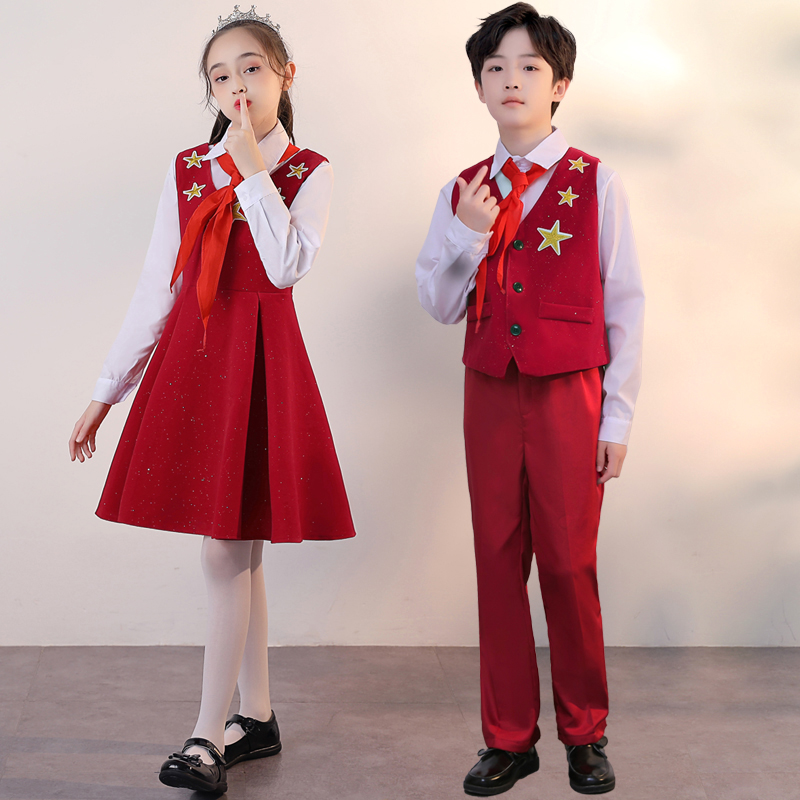 儿童合唱服小学生演出服初中生诗歌朗诵表演服大合唱团服装