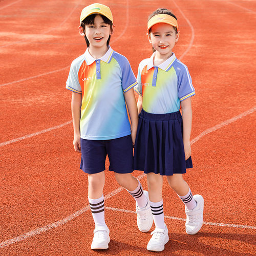 小学生班服夏季幼儿园园服短袖秋款彩虹春秋季儿童运动会校服套装