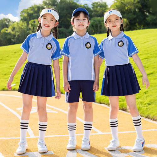 幼儿园园服春装儿童校服夏季纯棉小学生班服短袖运动会套装三件套