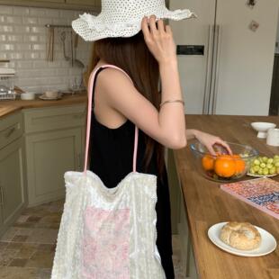 宋茜同款韩系丝绒碎花单肩包女新款大容量通勤托特包小众腋下包