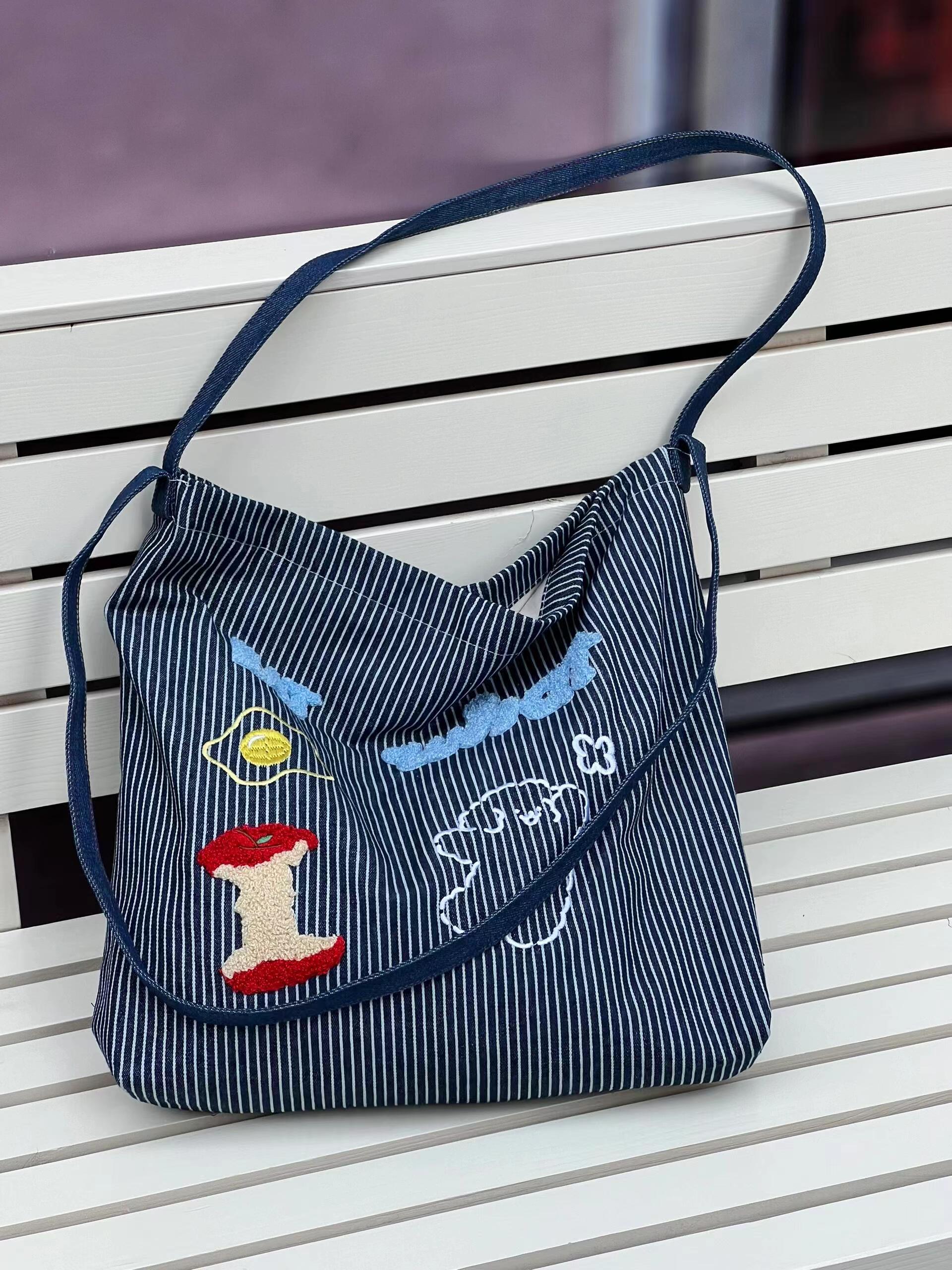 刺绣韩国休闲单肩2024新款购物袋