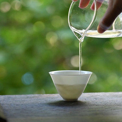 描银纯白瓷主人杯品茗杯不烫手