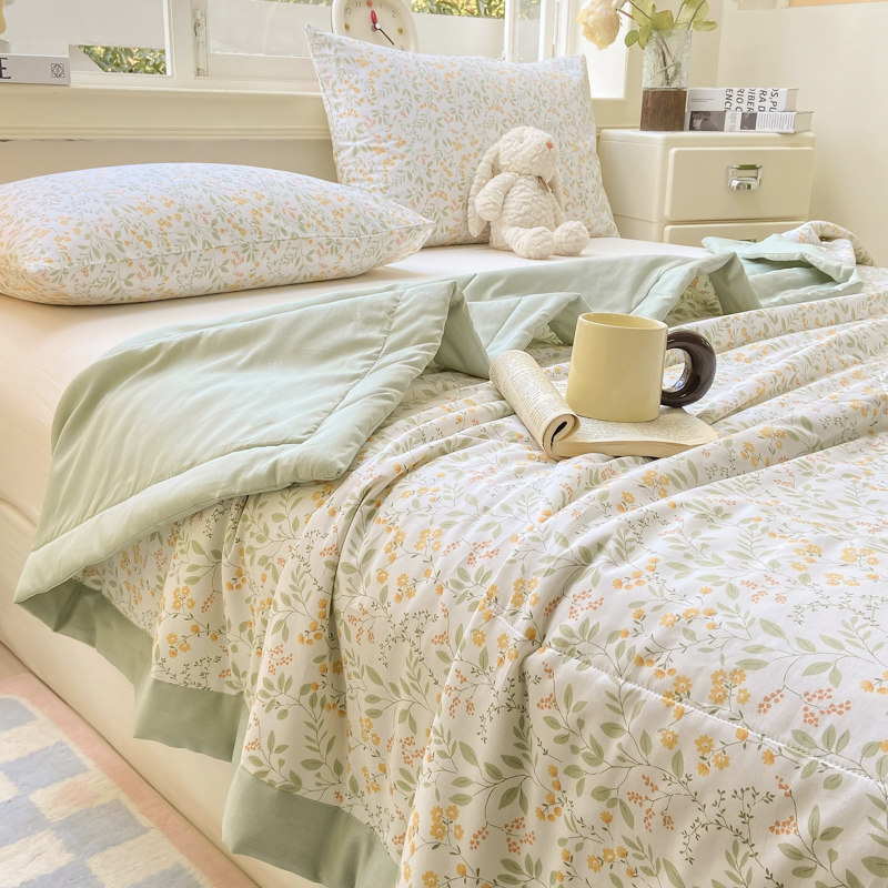 A类母婴级全棉小清新碎花夏凉被可机洗纯棉空调被夏季薄款棉花被