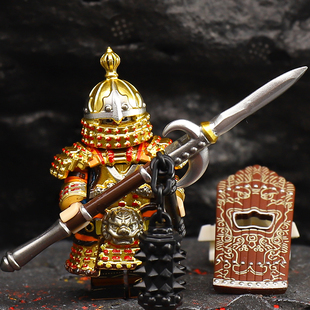 适配国产中古金国重装金色铁浮屠骑兵积木人仔第三方拼装玩具
