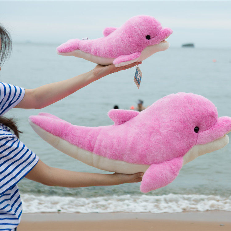 正品海洋馆同款海豚毛绒玩具海豚动物玩偶极地馆小白海豚公仔抱枕
