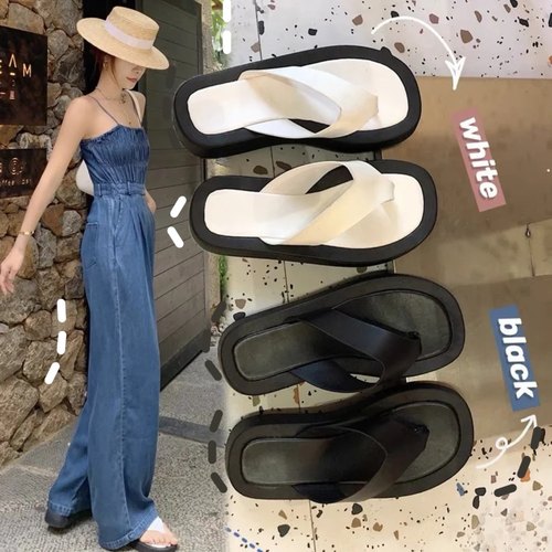 赵露思同款人字拖夏新款凉拖鞋女夹脚厚底外穿防滑沙滩旅游凉鞋女