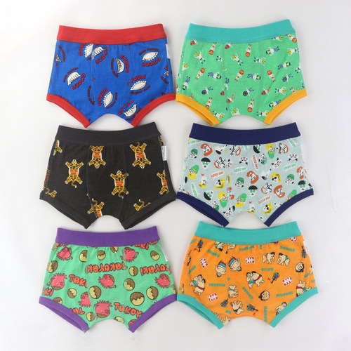 出口日单BR儿童内裤纯棉男童平角裤四季穿卡通舒适4角内裤100-150
