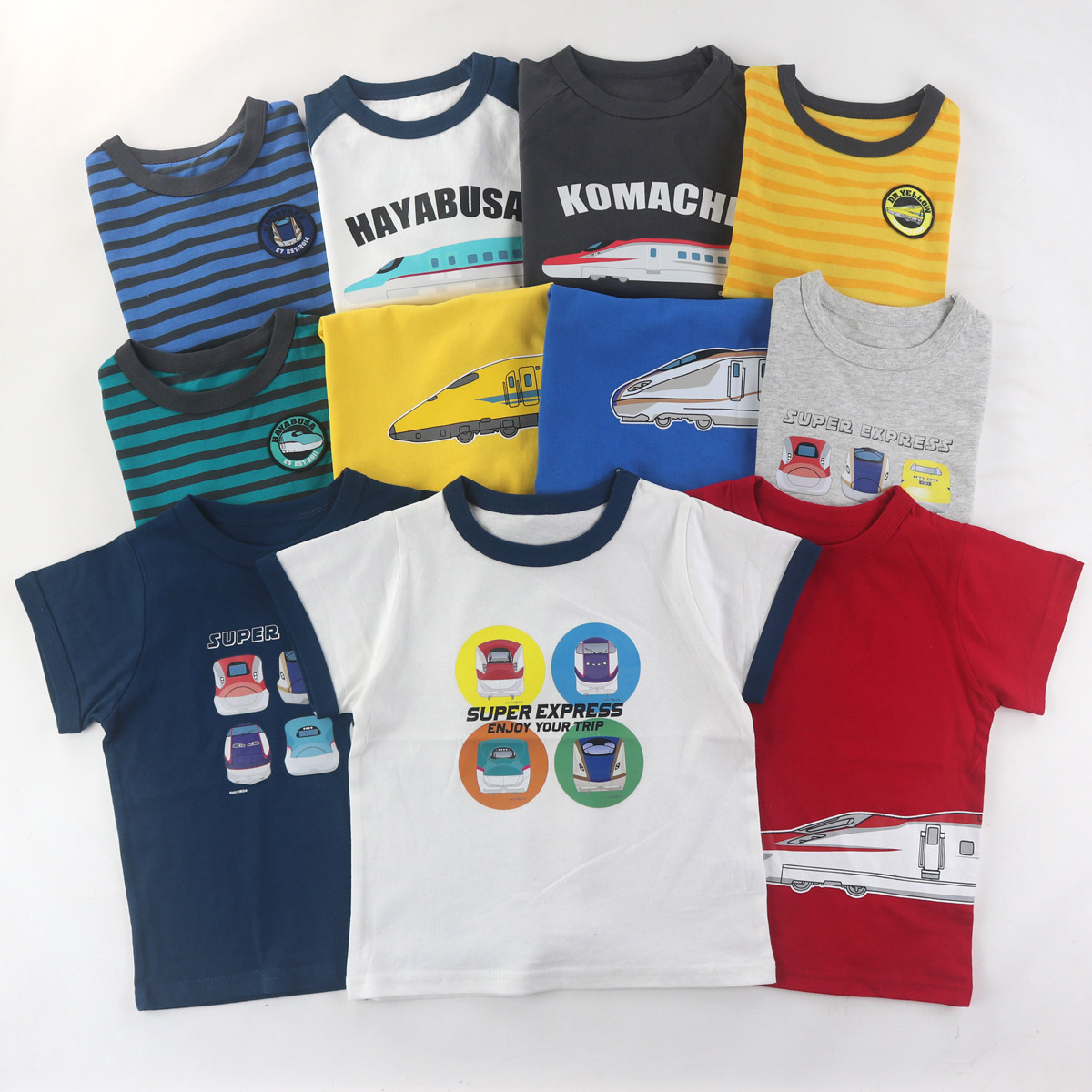 日单儿童新干线夏季纯棉短袖T恤男童火车百搭上衣打底衫95-120