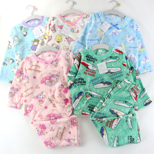 出口日单秋冬儿童法兰绒家居套装保暖卡通男女童睡衣睡裤100-140