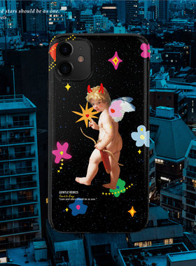 GENTLE REBELS原创天使油画手机壳星空彩色花朵ins适用苹果17法式丘比特之箭可爱loverboy爱神iphone16promax