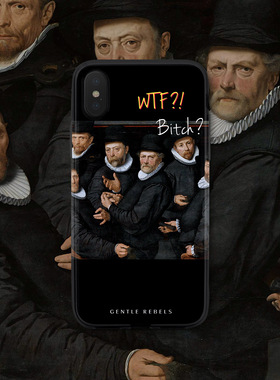 GENTLE REBELS 小众iphone15手机壳恶搞复古土酷油画适用苹果14promax眼神手势欧洲文艺复兴13mini黑色美术馆