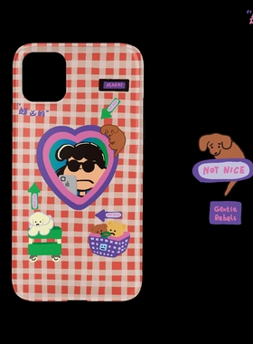 GENTLE REBELS凶狠少女自拍手机壳iphone17promax苹果16小狗小熊ins格子脏粉橘色手绘emo原创小众设计师可爱