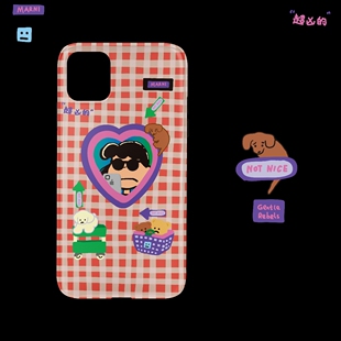 GENTLE REBELS凶狠少女自拍手机壳iphone17promax苹果16小狗小熊ins格子脏粉橘色手绘emo原创小众设计师可爱