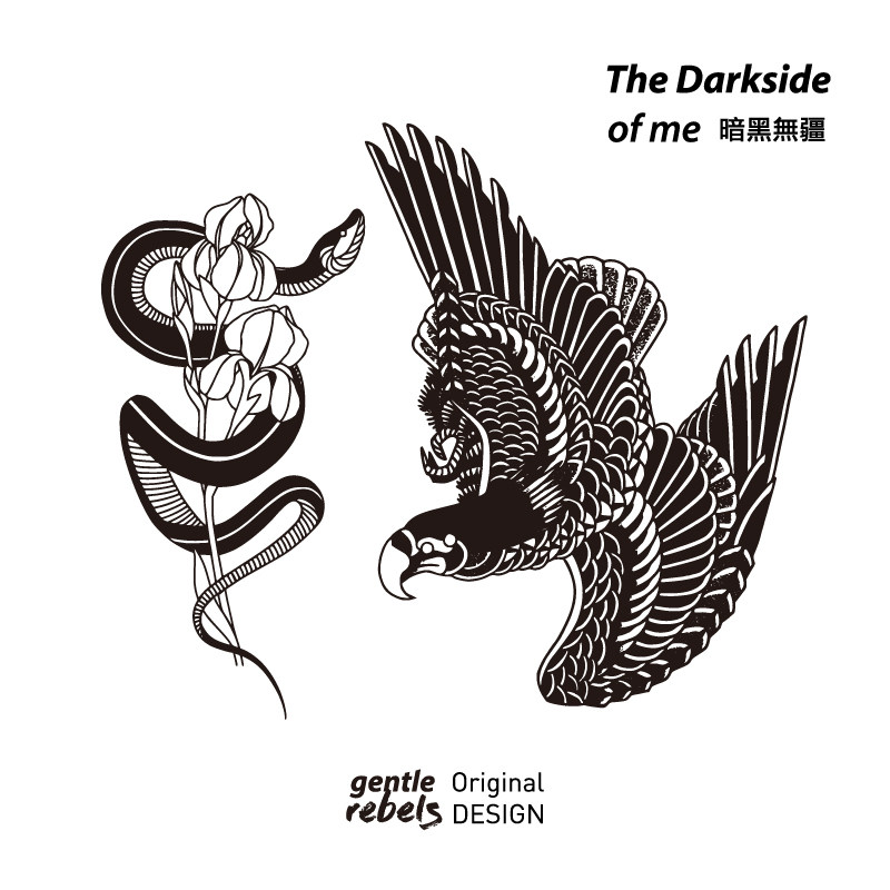 gentle rebels原创纹身贴 防水仿真男女手绘花蛇老鹰胸肩后背肋骨