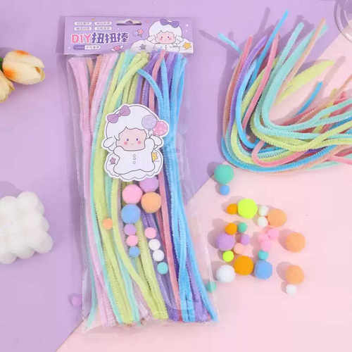 扭扭棒毛绒条手工制作花束diy材料包加密绒蝴蝶儿童女孩玩具套装