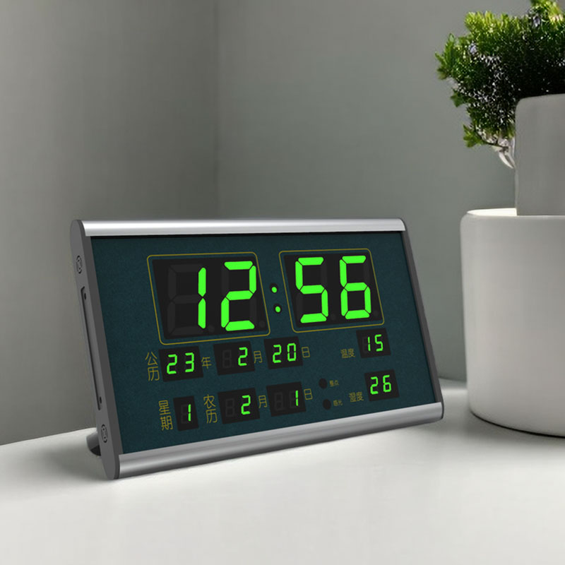 康巴丝自动对时台挂两用万年历电子钟家用客厅办公卫星WiFi时钟表